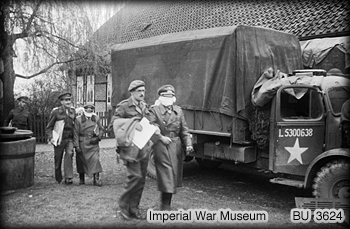 Two blindfolded German officers